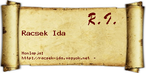 Racsek Ida névjegykártya